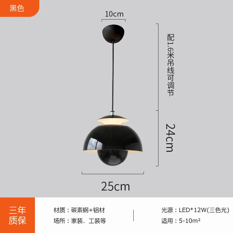 Modern LED Pendant Light for Restaurant Living Room Hanging Ceiling Lamp Black