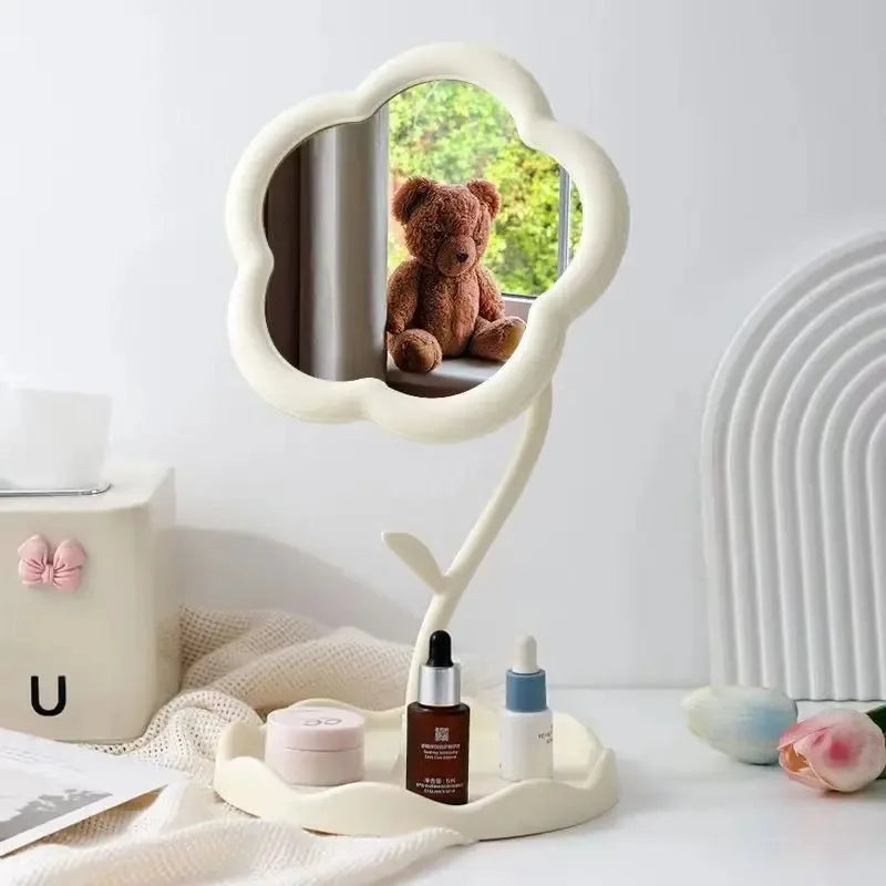 Round Desktop Vanity Mirror Creative Dorm Room Decor Plastic Makeup Mirror