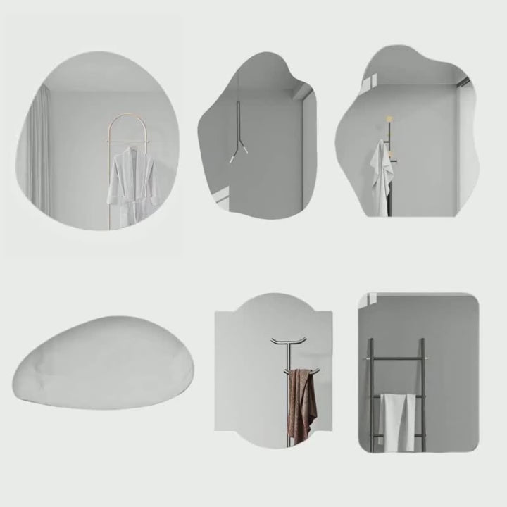 Irregular Frameless Wall Mirror for Bedroom Living Room Decor Silver