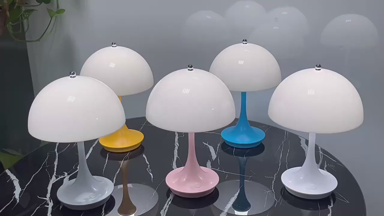Mushroom Design 3-Color Dimming Table Lamp with Touch Control USB Rechargeable